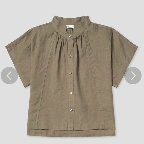 Ayr Irish Linen "The Bloom" Button Down Mandarin Collar Blouse - Size XS - Picture 12 of 12